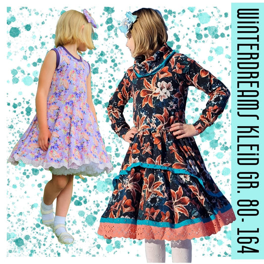 WinterDreams Kleid – Schnittmuster Mädchen Gr. 80–164, Titelbild des Schnittmusters von MiToSa-Kreativ