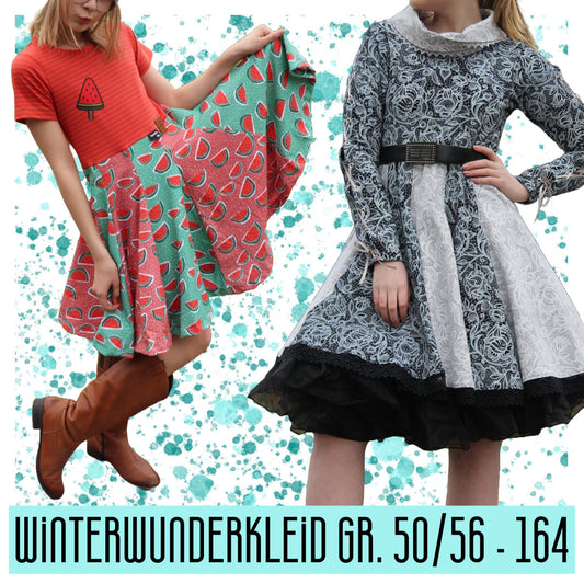 WinterWUNDERkleid – Schnittmuster Mädchen Drehkleid Gr. 50/56–164 – Titelbild