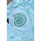 Maritime Applikations-Stickdatei – hellblauer Hoodie mit großer Muschel-Applikation