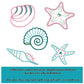 Maritime Applikations-Stickdatei – 3 Muscheln und 2 Seesterne für den 13 x 18 cm Stickrahmen – Titelbild