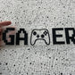 Bügelbild GAMER groß in Schwarz für helle Textilien