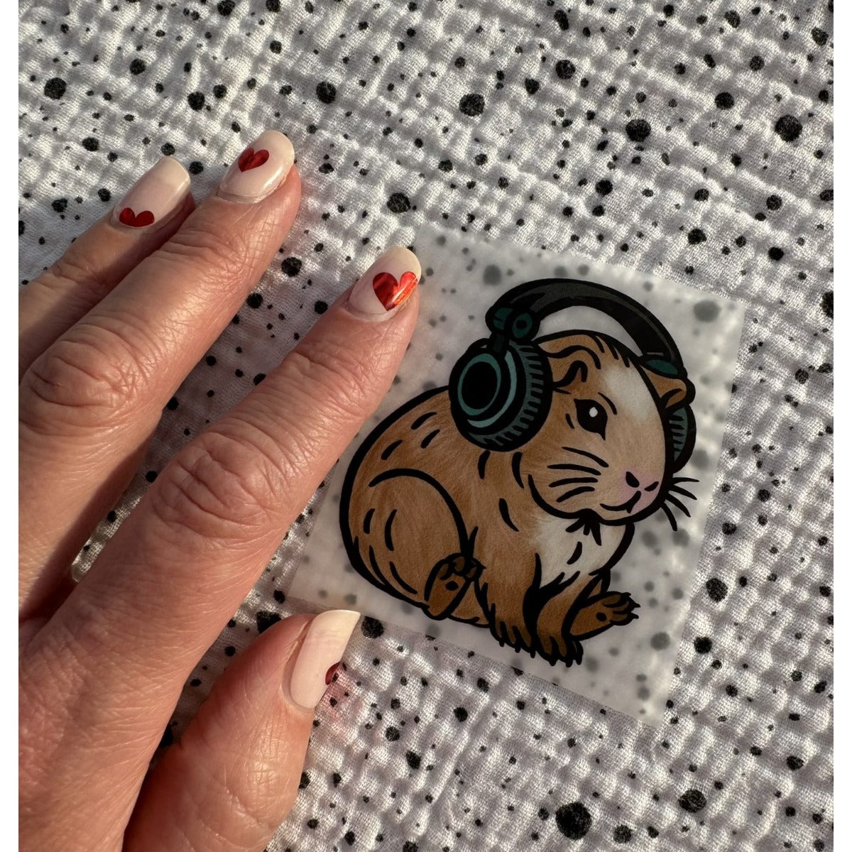 Bügelbild Music Guinea Pig – Meerschweinchen mit Kopfhörern