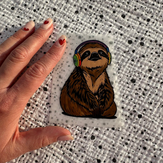 Bügelbild Music Sloth – Faultier mit Kopfhörern