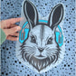 Bügelbild Sound Bunny Dad BIG DADDY – großer Hasenkopf mit türkisen Kopfhörern