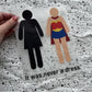 Bügelbild Super EmPower Nr. 1 – Frauensymbol und Superheldin mit Schriftzug „it was never a dress“