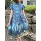 Kleid kleine Madame Schnittmuster – blaues Kleid mit Unterwassermotiv und kurzen Ärmeln