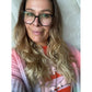 Locken-Ding Freebook – Haaraccessoire in Rosa und Rot getragen, mit offenen langen Haaren