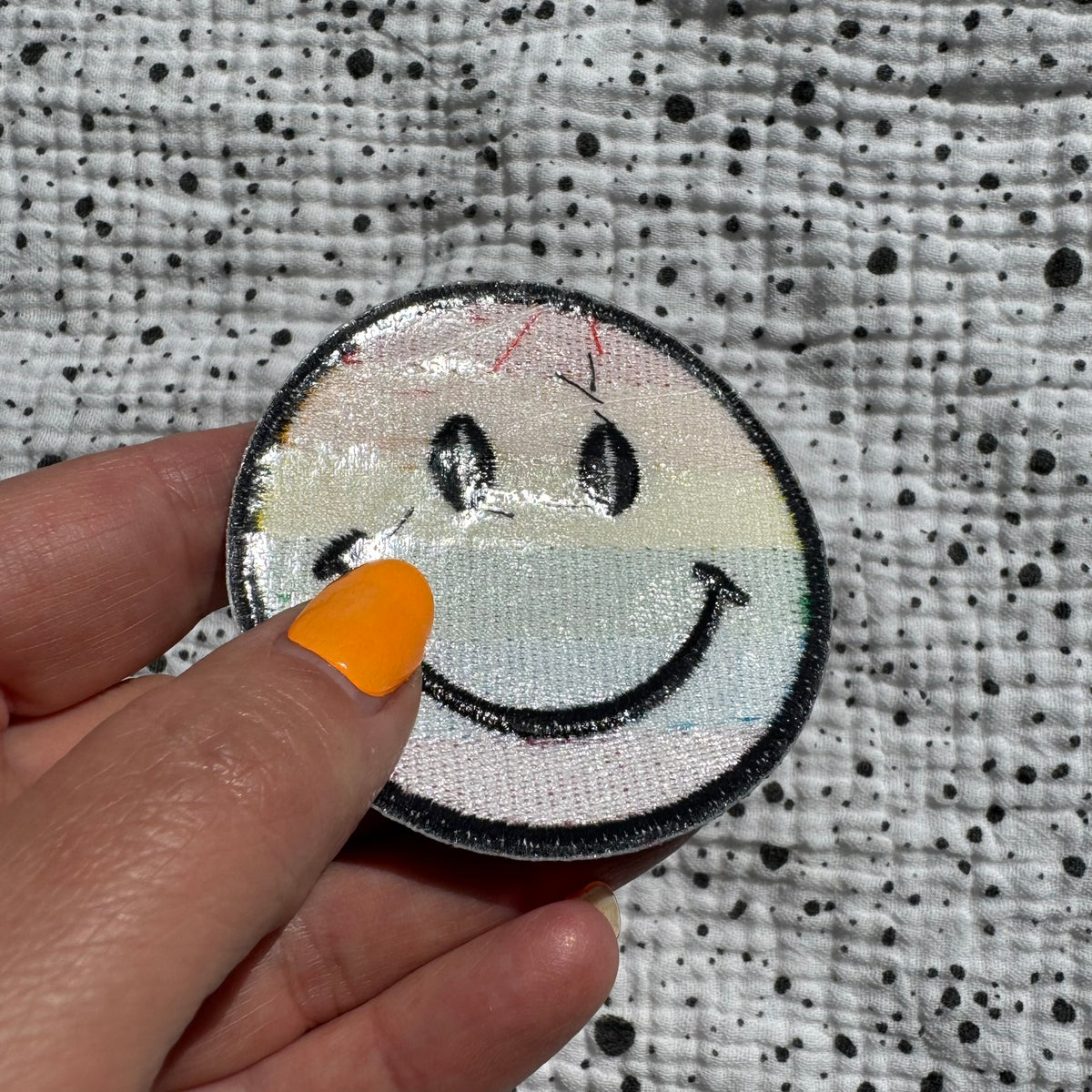 Patch Regenbogen-Smiley – Detail