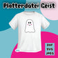 Plotterdatei Freundlicher Geist – Geistermotiv mit Gesicht auf einem weißen T-Shirt