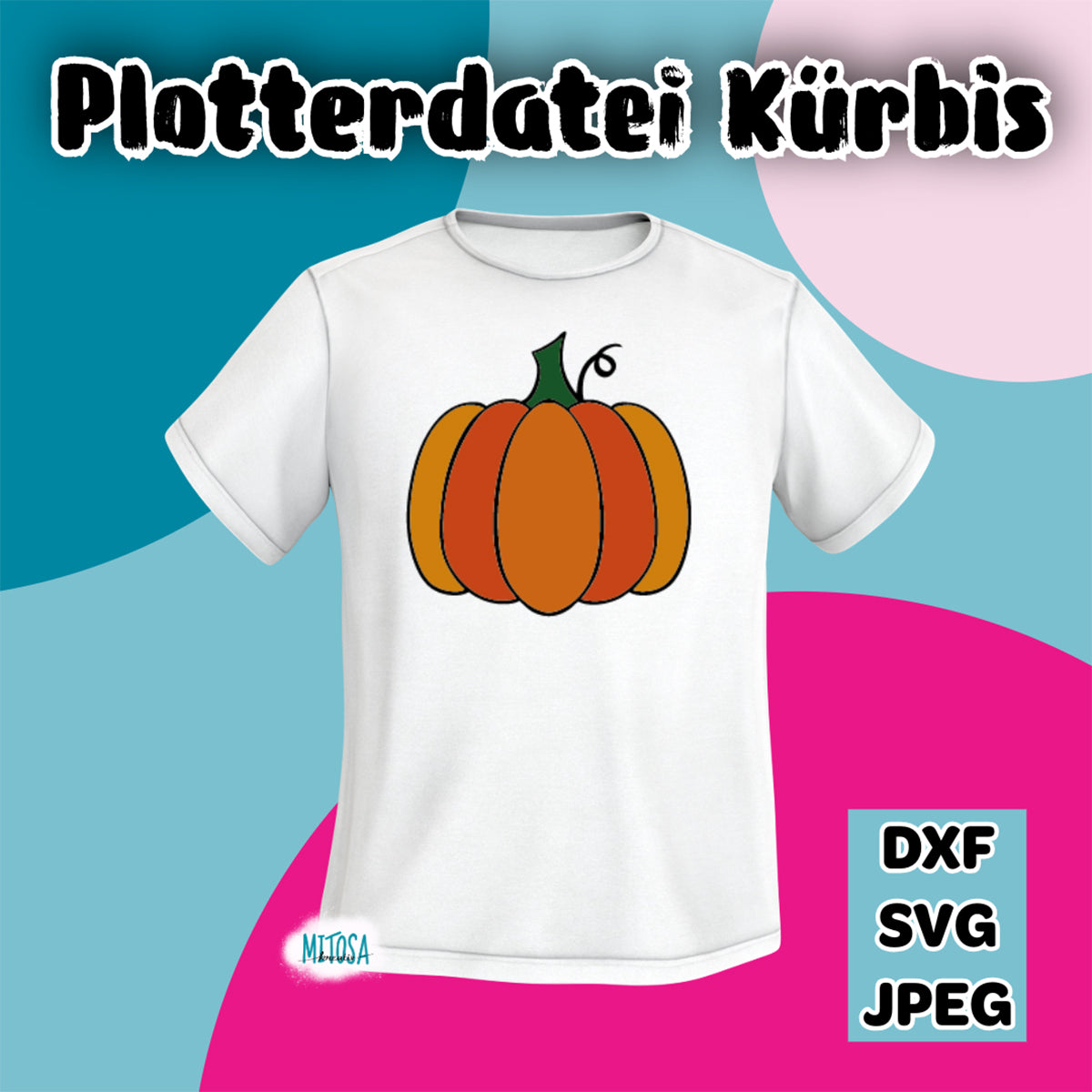 Plotterdatei Kürbis – oranges Kürbismotiv auf einem weißen T-Shirt