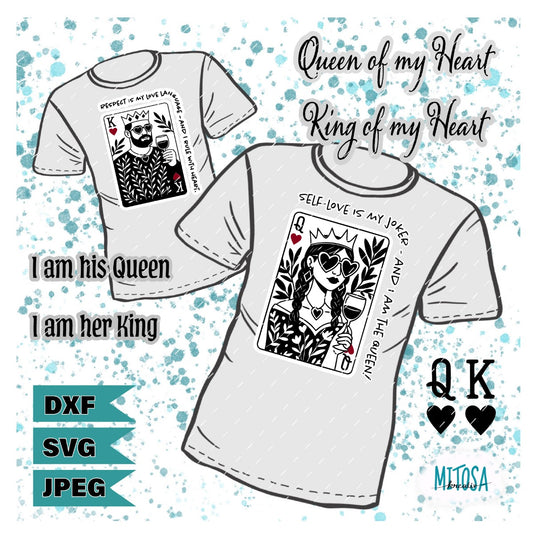 Plotterdatei Queen & King of Hearts – Titelbild mit Herz-Motiven und Statements für den Partnerlook