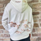 Weißer Hoodie von hinten mit Fischschwarm der Plotterdatei Sea Life in Kupfer-Metallicfolie