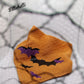 Plotterdatei Spooky Ghosts – ockerfarbenes Musselin-Halstuch mit Fledermäusen in Schwarz und lila Glitzerfolie