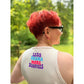Beiges Tanktop mit Plotterdatei „Less Drama More Sunrises" im Retro-Schriftzug auf dem Rücken
