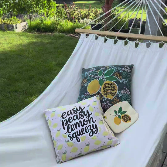 Bügelbilder easy peasy lemon squeezy und Zitronen auf Kissen und Täschchen im Video