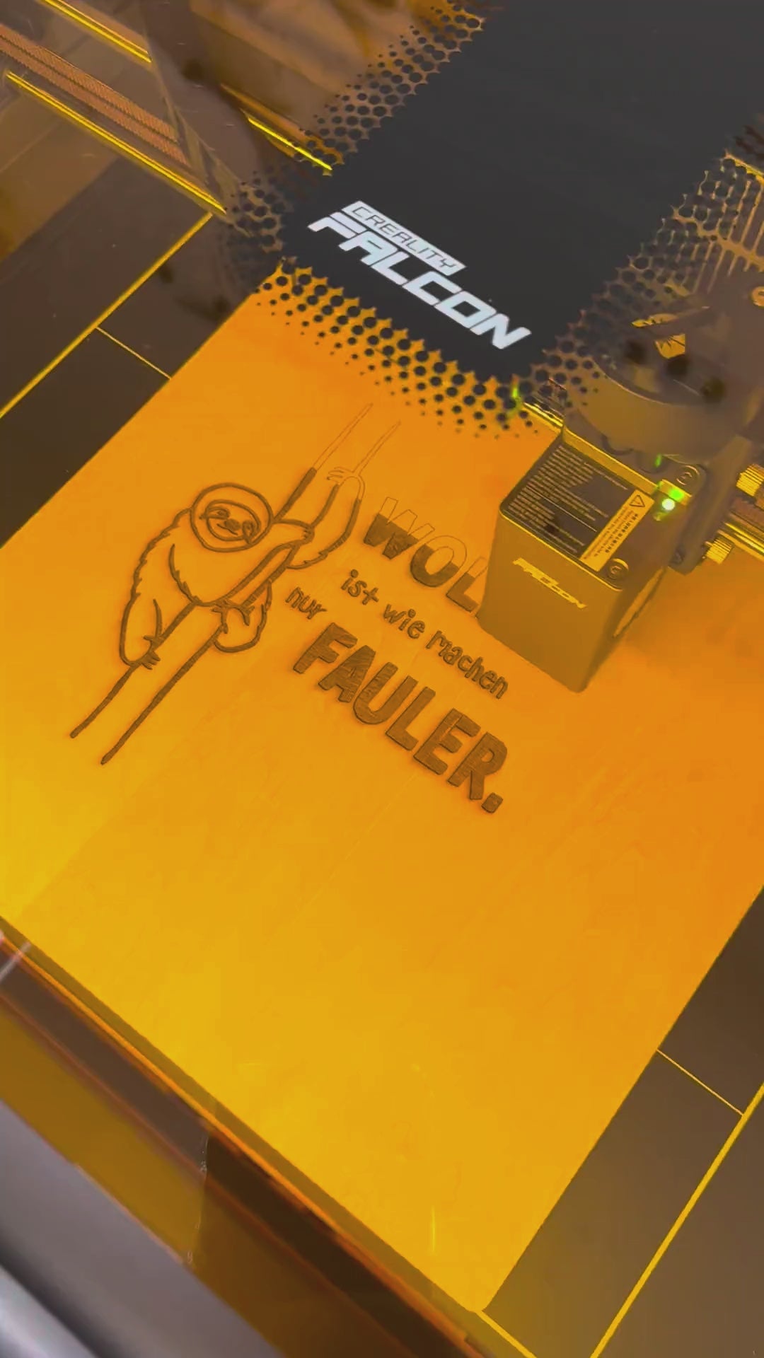 Plotterdatei Faultier Sprüche – gelasertes Motiv im Video, zweite Ansicht