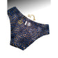 Damen Schlüppi Schnittmuster – Damen-Panty im blauen Leoparden-Print mit eingeschlagenem, nicht sichtbarem Gummibund