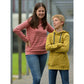 Miss Lottchen – gestreifter Hoodie mit Kapuze und Bauchtasche in Apricot an der Frau und in Gelb am Jungen