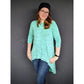 Schößchenshirt Emmelie – mintfarben meliertes Shirt, Frontalansicht