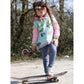 Shabby Asymmetrie Hoodie in Mint mit Blumenmädchen-Print, rosa Ärmeln und Kapuze mit Rüschenband, asymmetrischer Lagensaum, Langarm