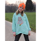 Shabby Asymmetrie Hoodie in Mint mit aufgesticktem Hasen-Motiv (Stickdatei) und geringelten Ärmelbündchen, Kapuze, Langarm, Teenager