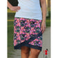 Schnittmuster Shabby Skirt Damen – dunkelblauer Blütenjersey mit pinken Blüten und dunkelblauer Spitze als Saumabschluss, Vorderansicht