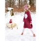 Sidecut Kleid Schnittmuster – bordeauxrote Ballontunika mit Herzchen-Print im Schnee, im Partnerlook mit passendem Puppenkleid