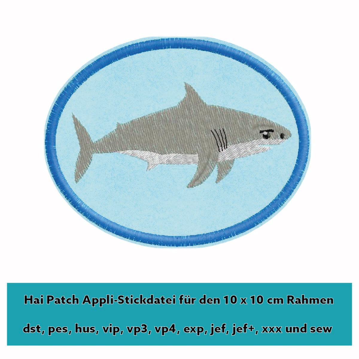 Stickdatei „Hai Patch Nr. 1“ – Titelbild