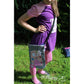 Stickdatei-Serie „Monsterbande“ 13 x 18 cm – Monster auf lila Kleid mit passender Tasche