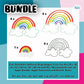 Stickdatei Regenbogen Sparpaket – Titelbild: alle Varianten in vier Rahmengrößen