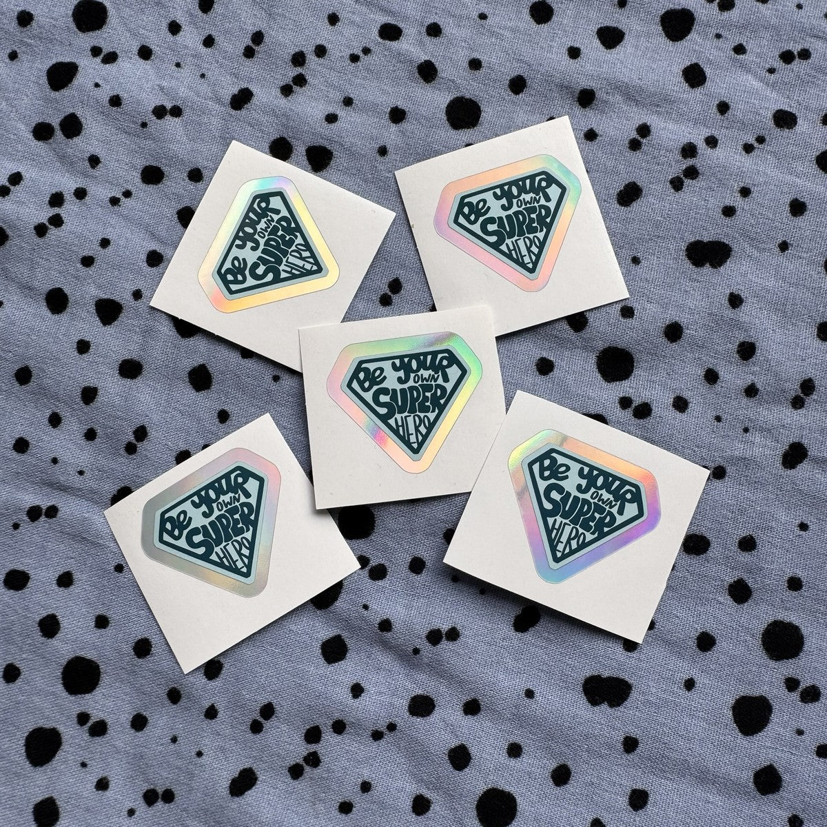 Fünf holografische Sticker Be your own Superhero im 5er-Set