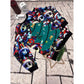 Tannenwald-Nähbundle – Kindershirt aus Halloween-Motivstoff mit aufgenähter Tannen-Applikation in Petrol