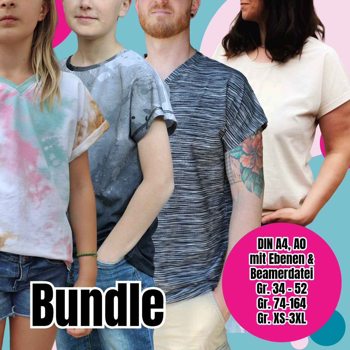 Family Shirt Familien-Bundle – Schnittmuster Damen, Herren & Kinder Gr. 34–52, XS–3XL & 74–164 – Titelbild