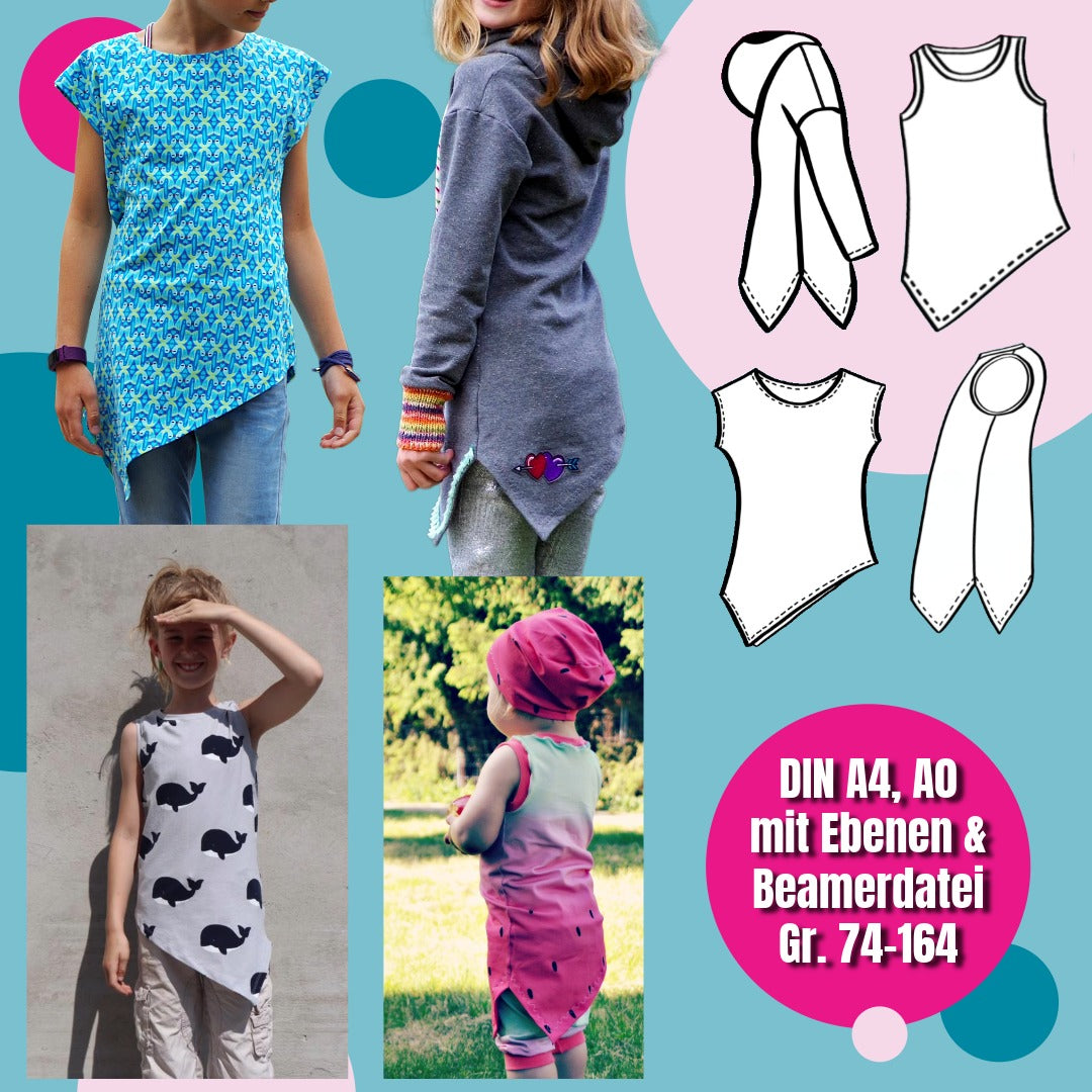 One Tip Kids Bundle – Schnittmuster Shirt, Hoodie & Top Kinder Gr. 74–164 – Titelbild