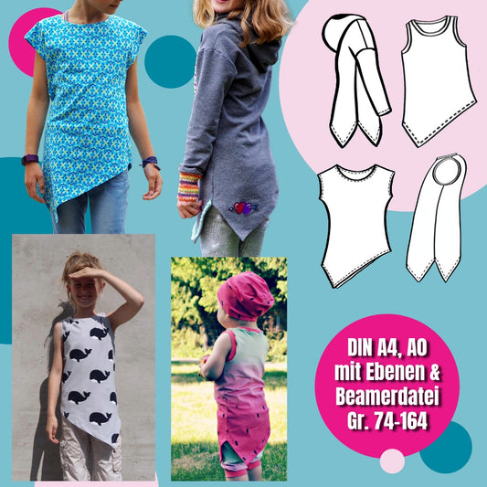 One Tip Kids Bundle – Schnittmuster Shirt, Hoodie & Top Kinder Gr. 74–164 – Titelbild