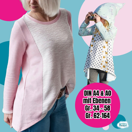 Zipfelshirt Bundle – Schnittmuster Shirt, Hoodie & Tunika Damen & Mädchen Gr. 34–58 & 62–164 – Titelbild