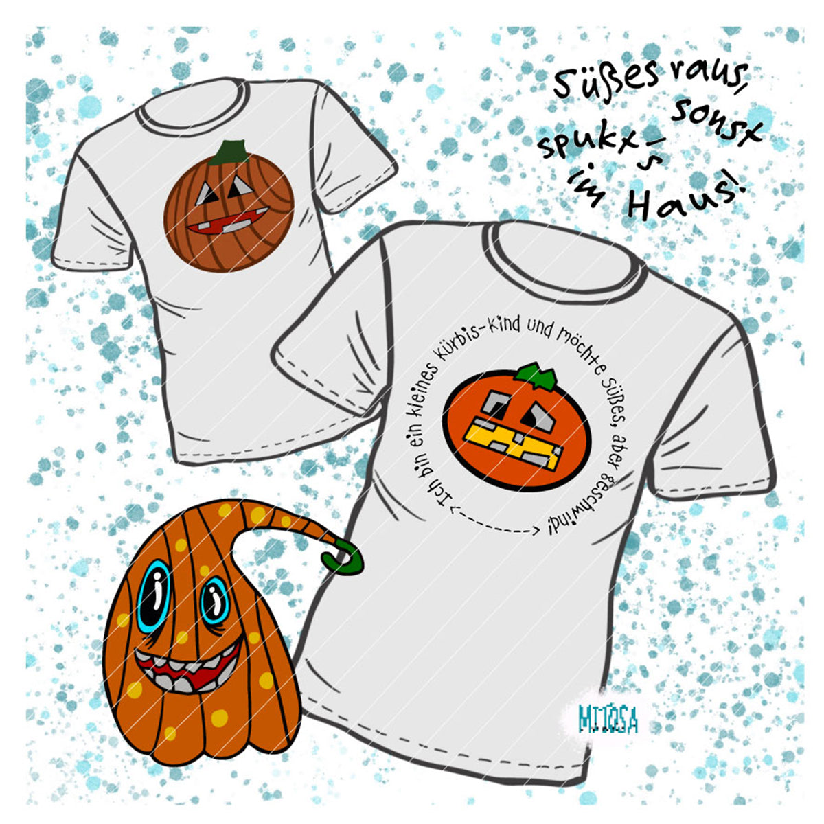 Plotterdatei Lottis Halloween Kürbisse – Übersicht der Kürbis-Motive und der beiden Sprüche in Kreisschrift