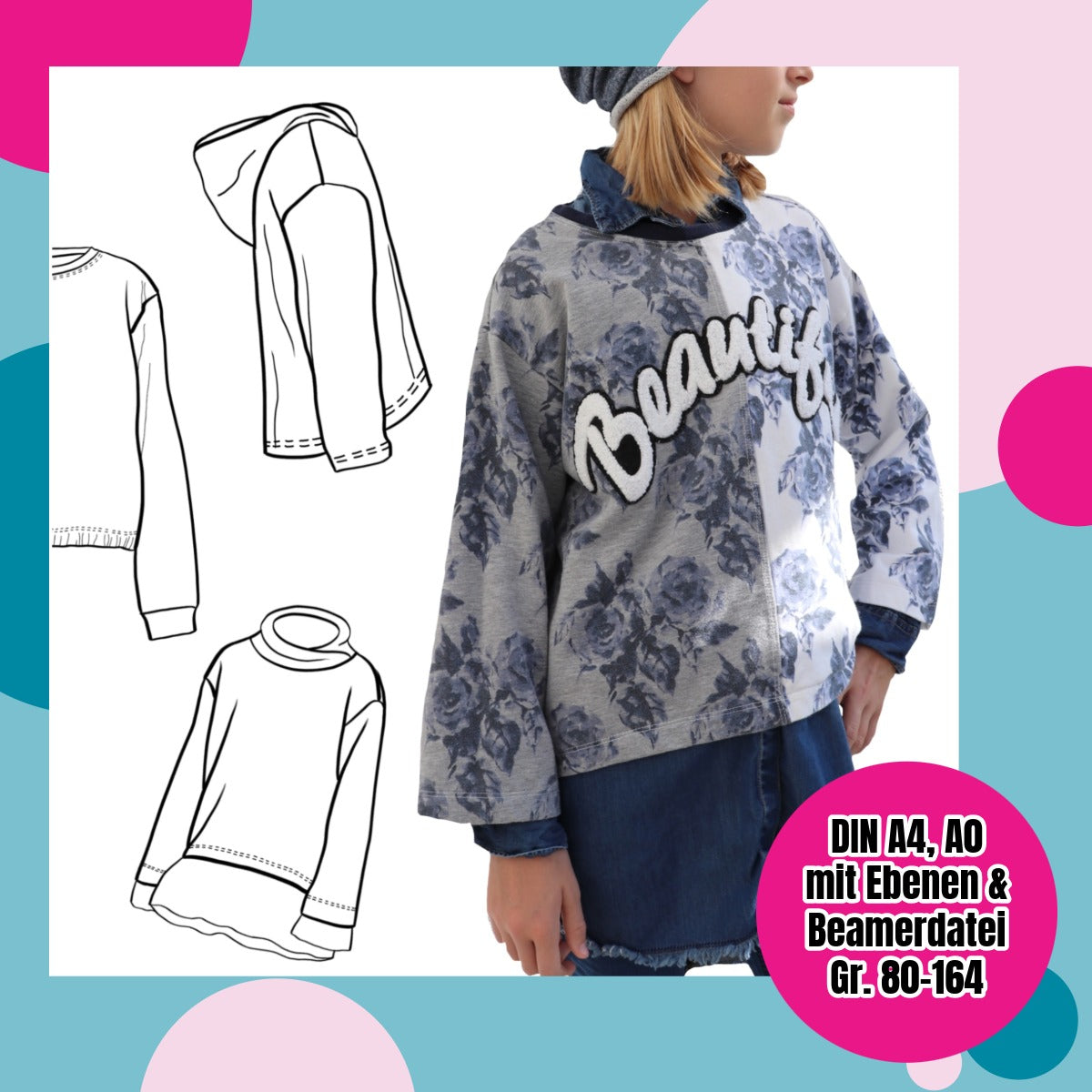 Oversized Pulli – Schnittmuster Kinder Pulli & Hoodie Gr. 80–164 – Titelbild