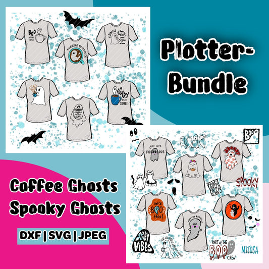 Ghosts Bundle – Plotterdateien Coffee Ghosts & Spooky Ghosts für Halloween – Titelbild