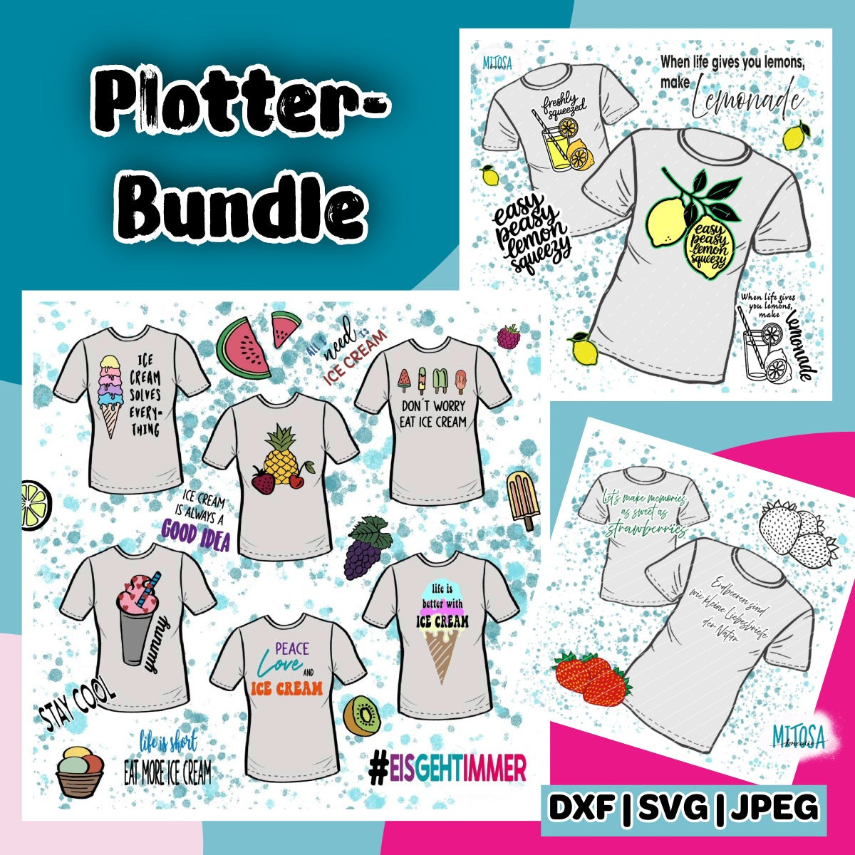 Sommerfrüchte Bundle – Plotterdateien Mehr Eis, Lemon Squeezy & Erdbeer-Liebe – Titelbild