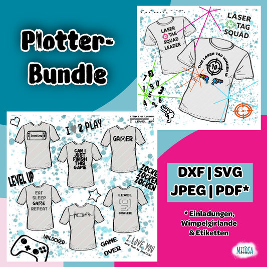 Zocker-Party Bundle – Plotterdateien Gaming & Laser Tag Party für den Kindergeburtstag – Titelbild