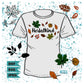 Herbstkind Plotterdatei – Titelbild: der Schriftzug Herbstkind mit bunten Herbstblättern auf einem T-Shirt, dazu einzelne Blätter farbig und als Outline, in den Formaten DXF, SVG und JPEG