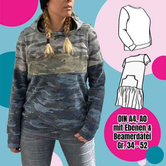 Miss Lottchen – Schnittmuster Damen Pulli, Shirt, Hoodie & Kleid Gr. 34–52 – Titelbild
