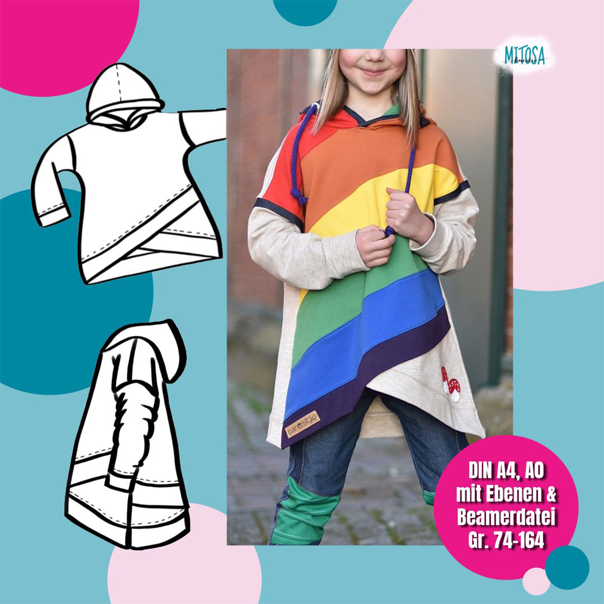 Shabby Asymmetrie Hoodie – Schnittmuster Kinder Gr. 74–164 – Titelbild