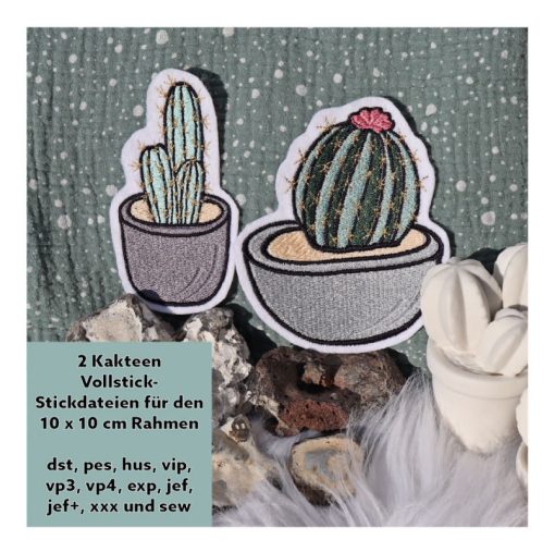 Stickdatei Kaktus / Kakteen für den 10 x 10 cm Rahmen
